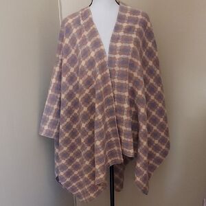 Neutral Plaid Lightweight Open Front Wrap Jacket